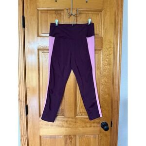 Tangerine Womens Purple Pink Athleisure High Waist Capri Leggings Size Large